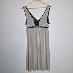 Free people Pewter Velvet purple Lace embellish Empire Waist dress  Small Flaw